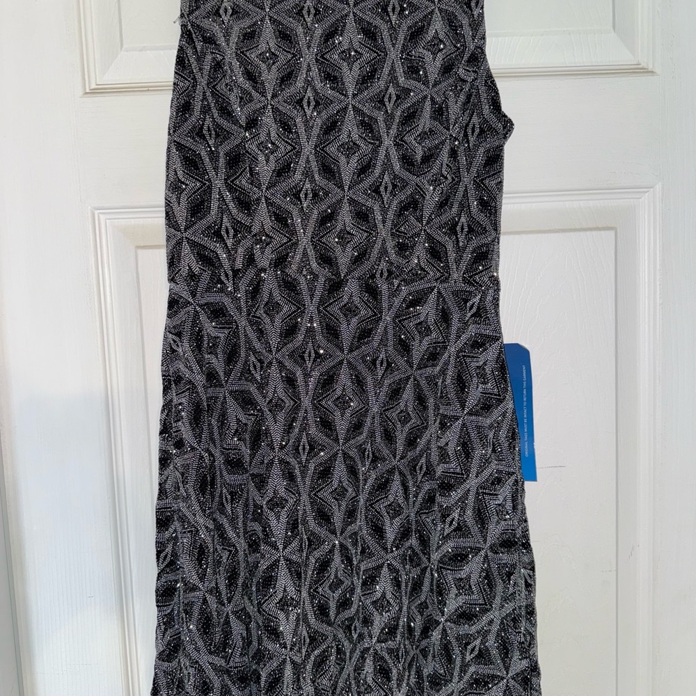 Black and Silver Geometric Patterned Dress